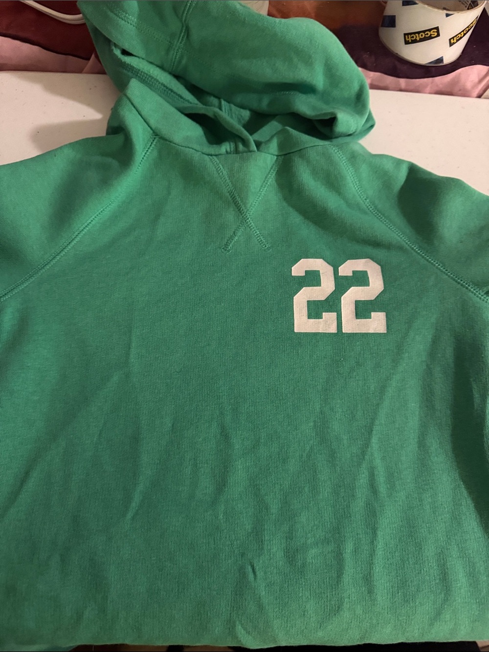 Girls' Green Pullover Hoodie with White '22' Graphic